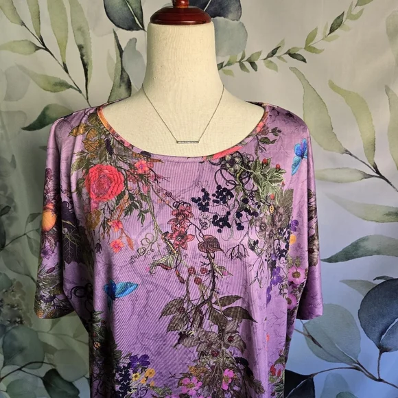 DRESSFO | Butterfly & Floral Print Blouse sz XL - Picture 2 of 5